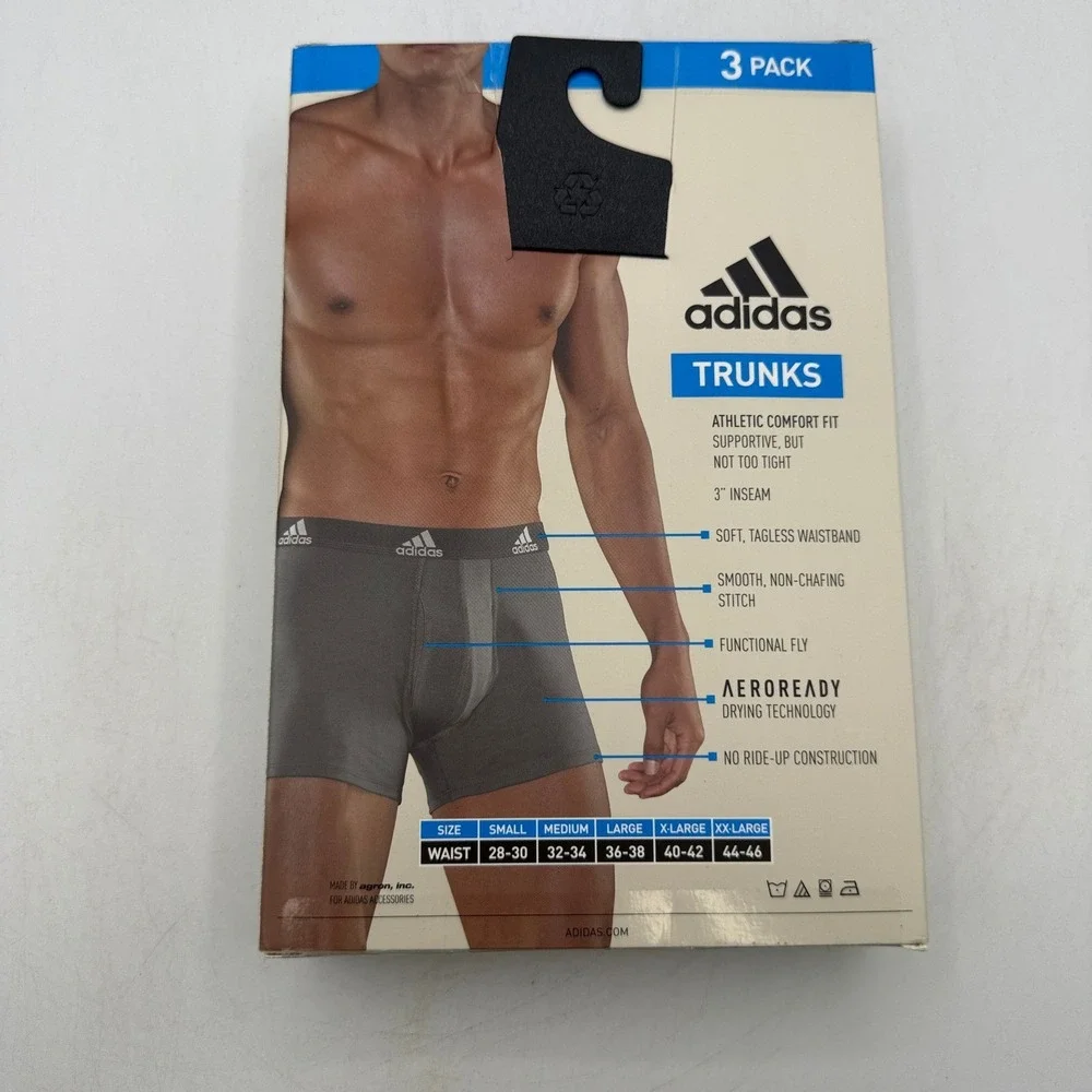 adidas Performance Stretch Cotton Trunks Mens XXL Blue Grey Black IR0833
